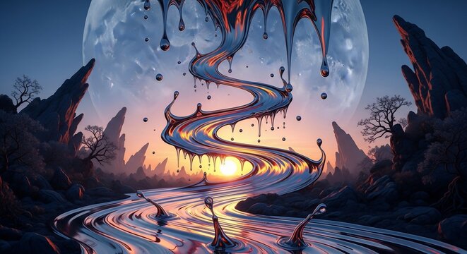 Abstract liquid path landscape