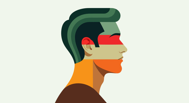 Abstract profile portrait graphic illustration