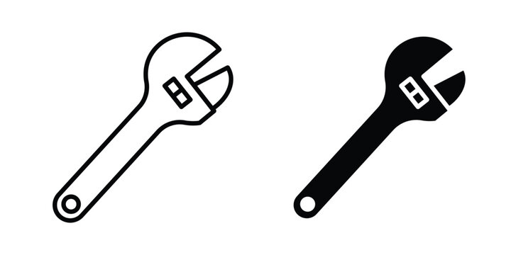 Adjustable wrench icon vector editable stroke. logo symbol illustration.