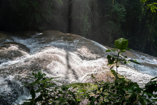 Saluopa waterfall in the tropical forest of Tentena, Sulawesi, Indonesia