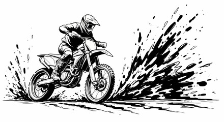 Motorcyclist riding on dirt track. © Yusuf