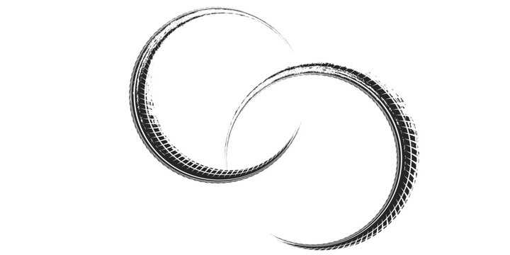 Tire tread marks, drift, motorsport, motocross, rally, tread mark with skid, grinding, splash effect. vector Eps10