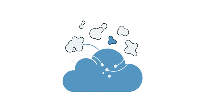 cloud with floating elements in flat design style
