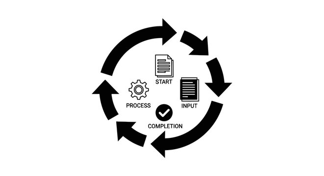 Circular Process Flow Diagram Icons.