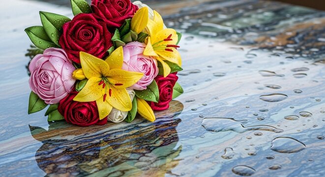 Colorful fabric flower bouquet
