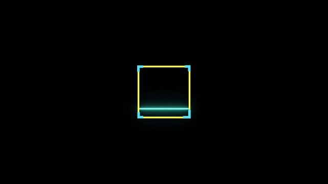 A futuristic digital interface displaying a glowing rectangular window with a horizontal line. Digital interface concept for tech visuals. Digital interface glowing window for system design.