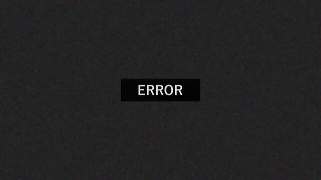 Simple error message displayed on a dark background screen. Error message concept for system alerts. Error message clear warning display for user interfaces.