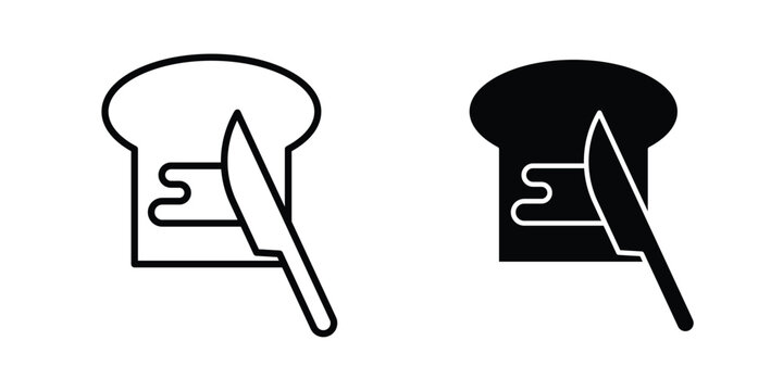Breakfast bread icon vector editable stroke. logo symbol illustration.