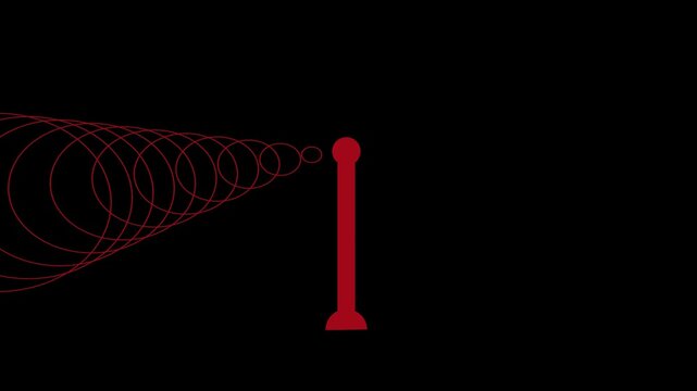 A bold red digit one with small circular elements above it on a dark background. Digit one concept for numeric visuals. Digit one bold number for graphic display.