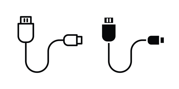 Charging cable icon vector editable stroke. logo symbol illustration.