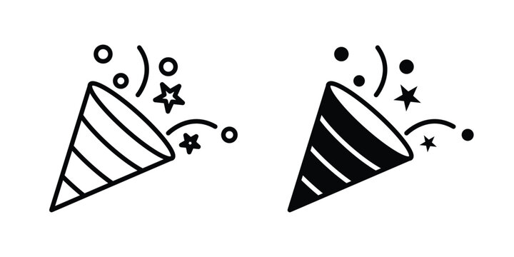 Confetti party popper icon vector editable stroke. logo symbol illustration.
