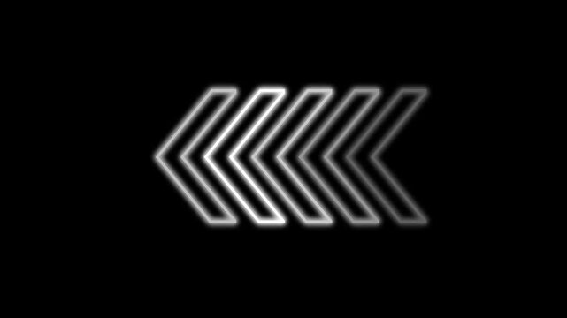 swipe neon stroke line white glow arrow, Glowing right arrow sign left direction white neon glow loop video, animation neon line