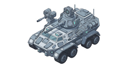 Armored military vehicle with multiple weapons systems. © Vario