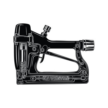 Professional air staple gun silhouette bundle for upholstery crafts.