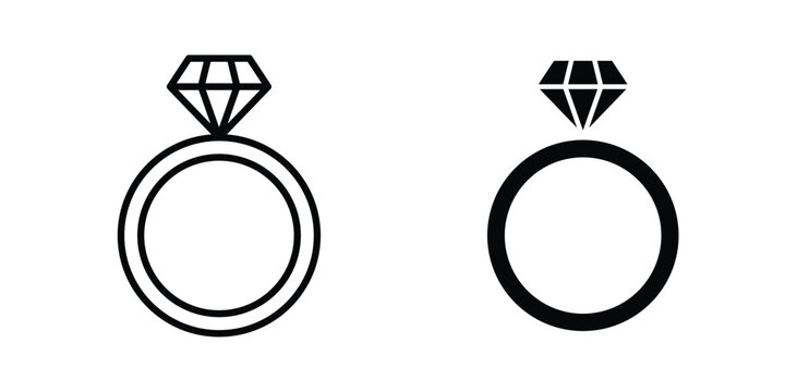 Diamond ring icon vector editable stroke. logo symbol illustration.