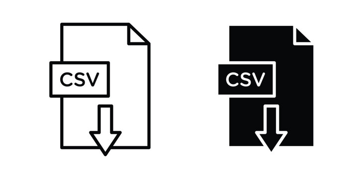 Download CSV file icon vector editable stroke. logo symbol illustration.
