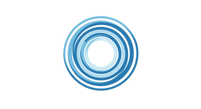Abstract blue swirling circles, concentric rings, water vortex, clean energy, digital art