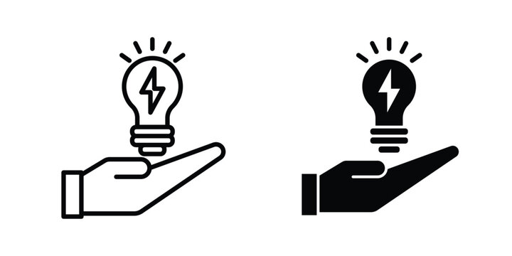 Energy saving icon vector editable stroke. logo symbol illustration.