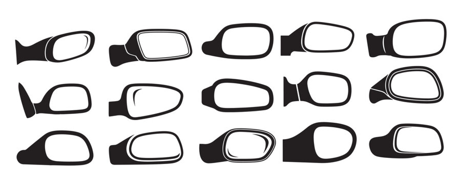 car mirror silhouette white background vector illustration 