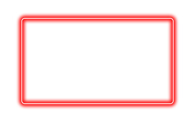 Fototapeta premium Red Neon Glowing Rectangle Frame on Transparent Background