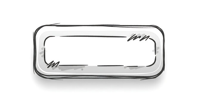 Blank rectangular button with sketched outline and shadow effect offering space for text or icons in a clean minimalist design suitable for user interface elements.