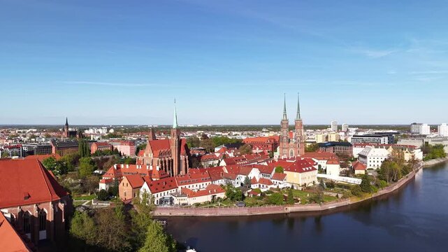 Panorama of the city of Wroclaw, Poland