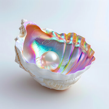 Iridescent sea shell with pearl inside. LGBTQ beauty, identity and hidden treasure concept