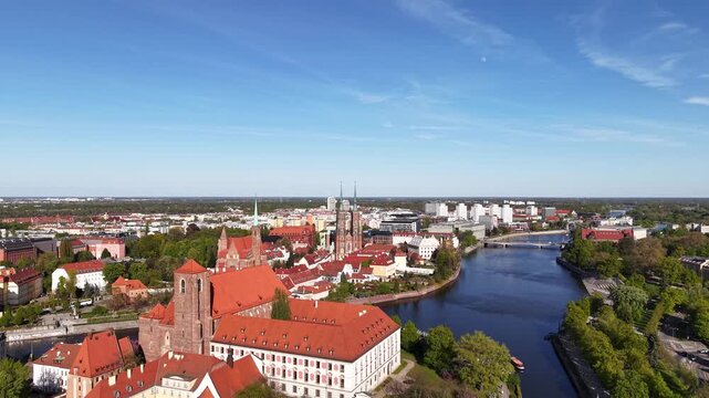 Panorama of the city of Wroclaw, Poland