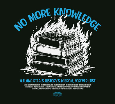 Vector illustration hand drawn streetwear of a retro stack of books for T-Shirt design with slogan and distortion artwork