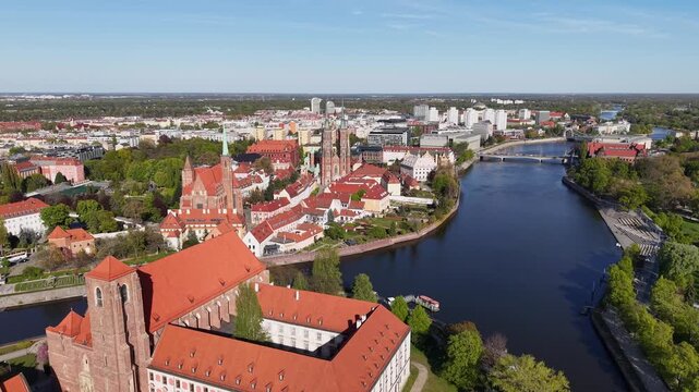 Panorama of the city of Wroclaw, Poland