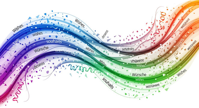 Colorful wishes in multiple languages for celebrations and greetings