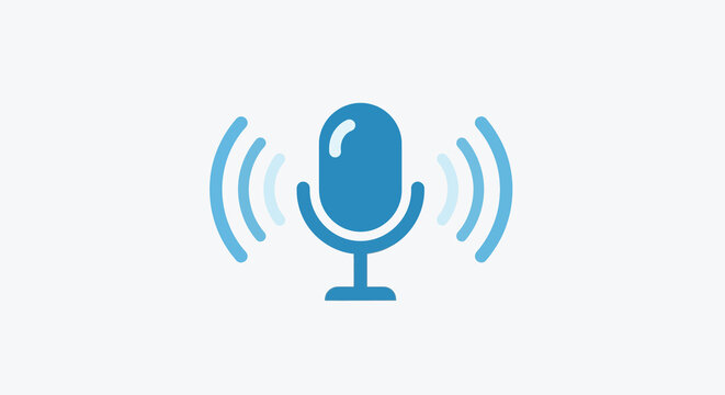 microphone icon with sound waves on white background