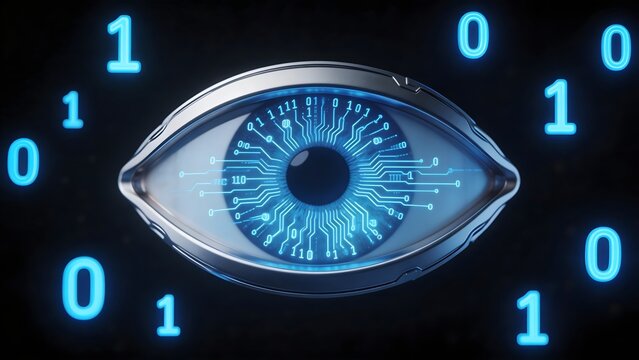 Cybernetic eye with binary code