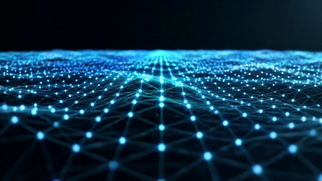 Glowing blue network connections in digital space.