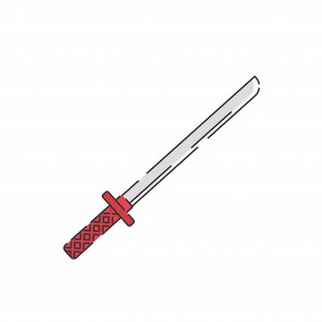 Katana samurai sword animation. No Background. Alpha Channel