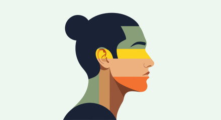 Profile portrait illustration abstract colors © Surya