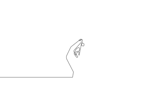 Continuous line hand holding small heart 4k video, high quality horizontal animation of love care and affection