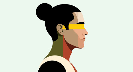 Profile portrait with colorful design elements © Surya