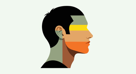Profile portrait with colorful layered design © Surya