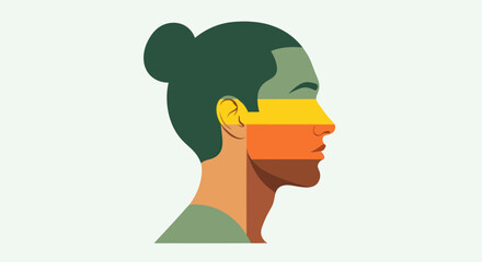 Profile portrait with colorful stripes © Surya
