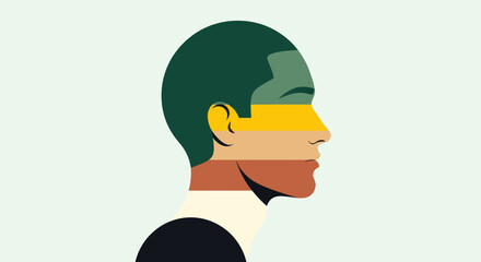 Profile portrait with layered color bands © Surya