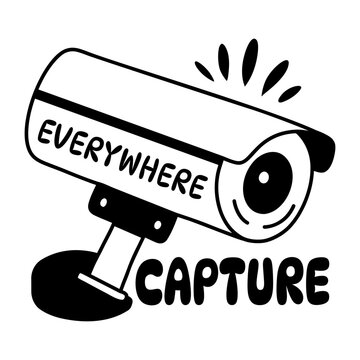 A glyph sticker of surveillance cam with capture everywhere typography

