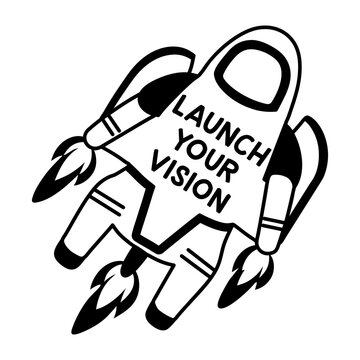 A glyph sticker of rocket launch 
