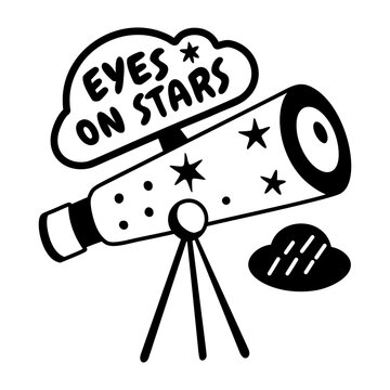 A glyph sticker of stargazing with telescope 
