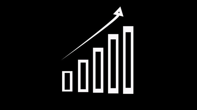 Abstract pixel art depicting a minimalist upward trend graph with small squares. Pixel graph concept for data visuals. Pixel graph rising trend for analytics display.