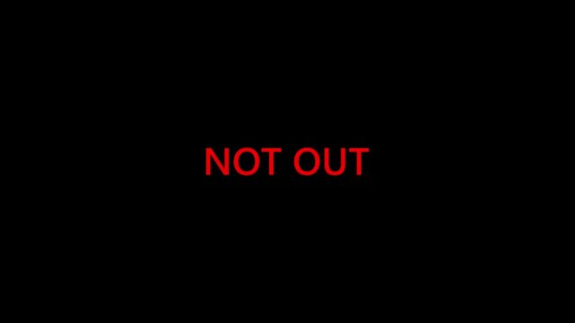 Dramatic red text displaying the word out on a dark background. Text display concept for alert visuals. Text display bold message for emphasis.