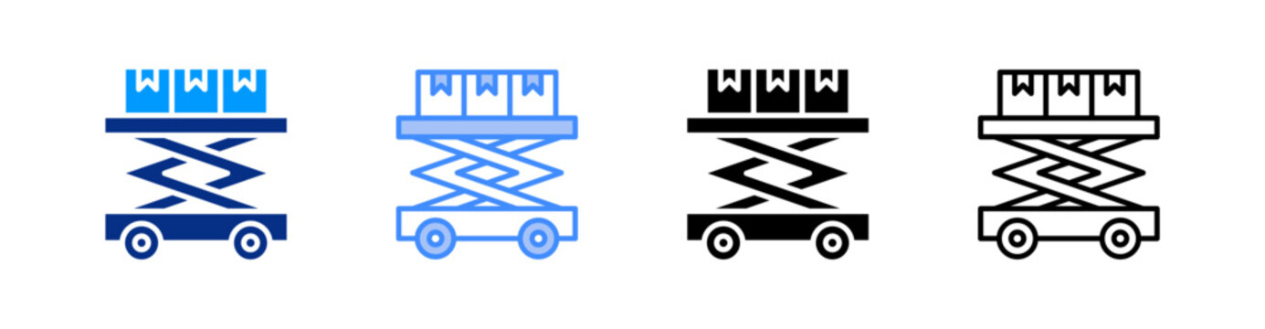 Hydraulic Lift Multiple Style Icon Set Vector 