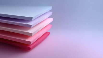 Fototapeta premium Layered Pastel Sheets in Various Shades of Pink, Purple, and Lavender on a Soft Gradient Background for Creative Design or Artistic Projects