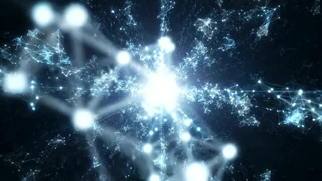 Glowing network connections in space.