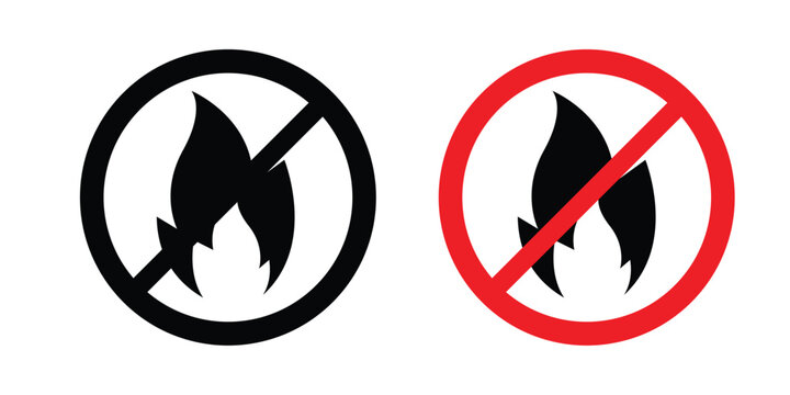 No fire sign vector editable stroke. logo symbol illustration.
